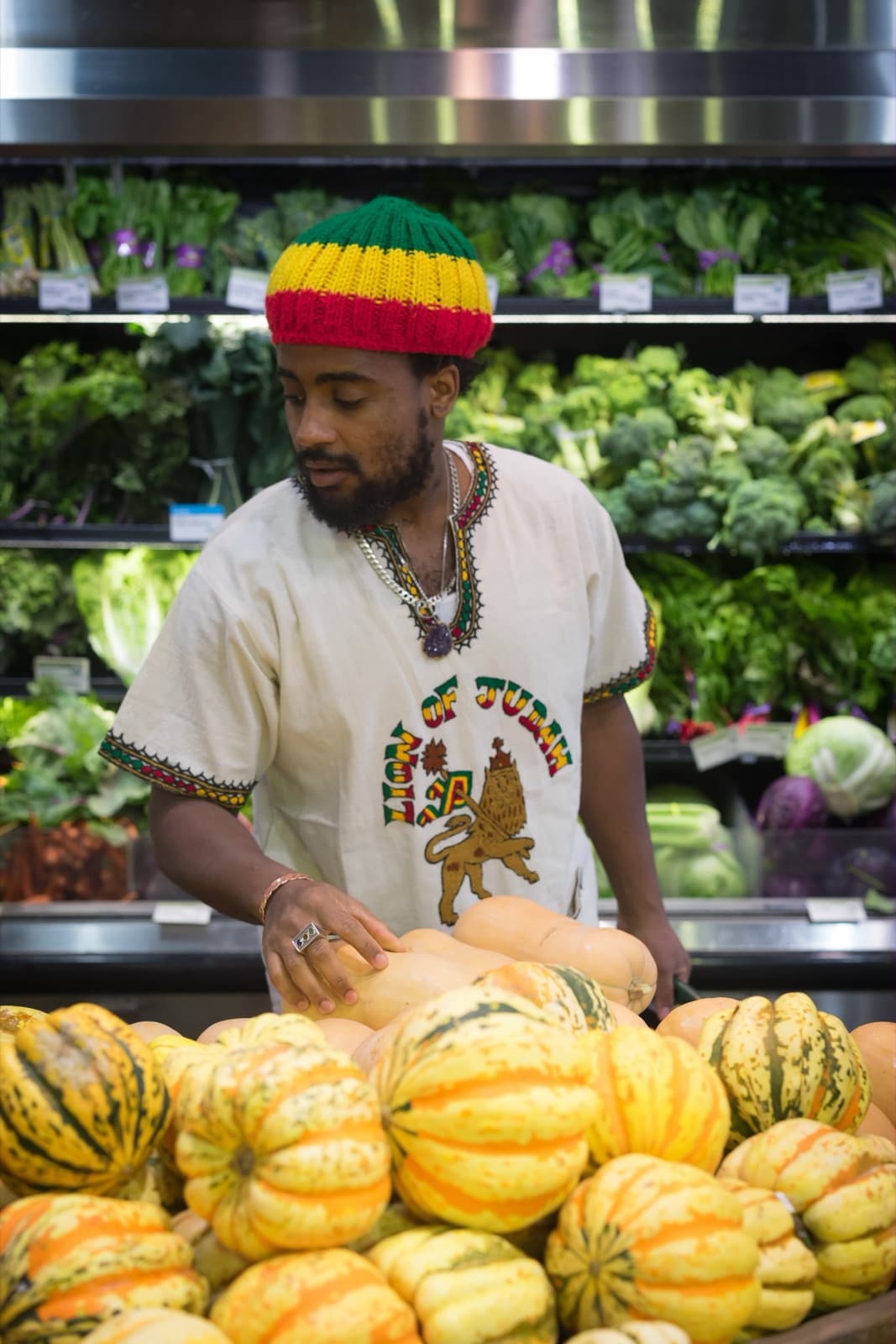 Selecting ingredients for a Chef Kriss Kofi menu